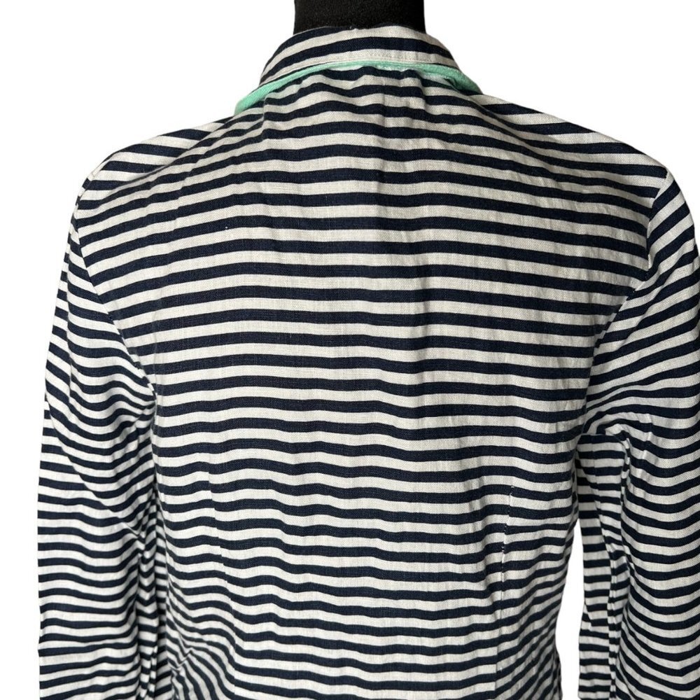 Sail to Sable STS Long Sleeve Linen Resort Tunic Shift Dress Teal Blue Striped S - Picture 5 of 8